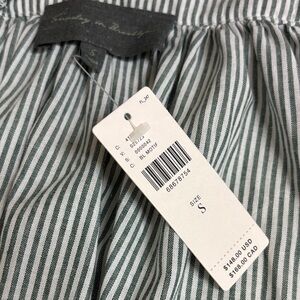 NWT Anthropologie Green and White Striped A-Line Skirt
